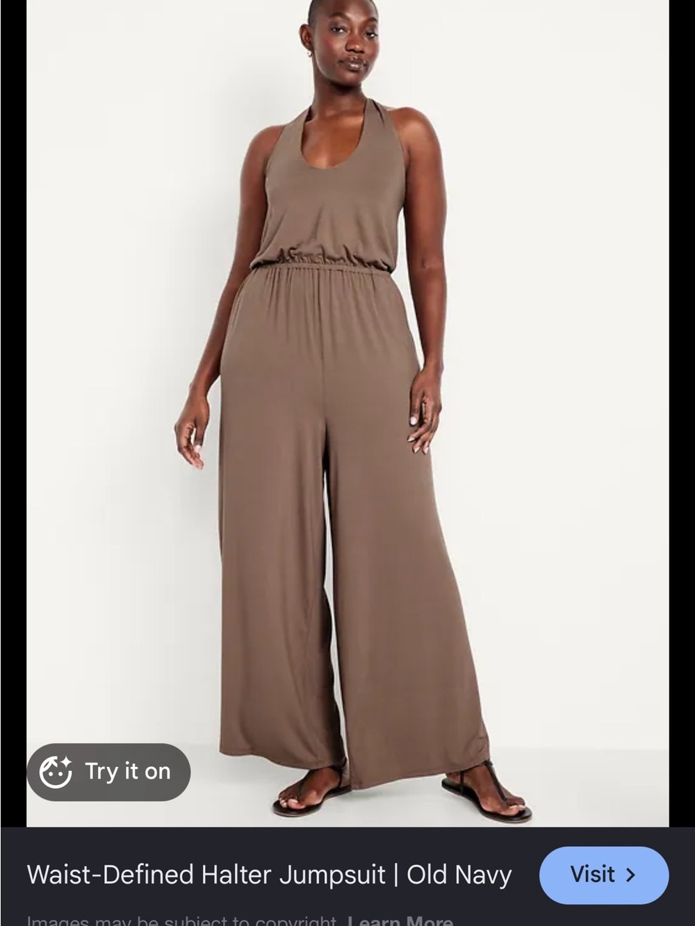 Old Navy Halter Waist-Defined Wide-Leg Jumpsuit - Brown